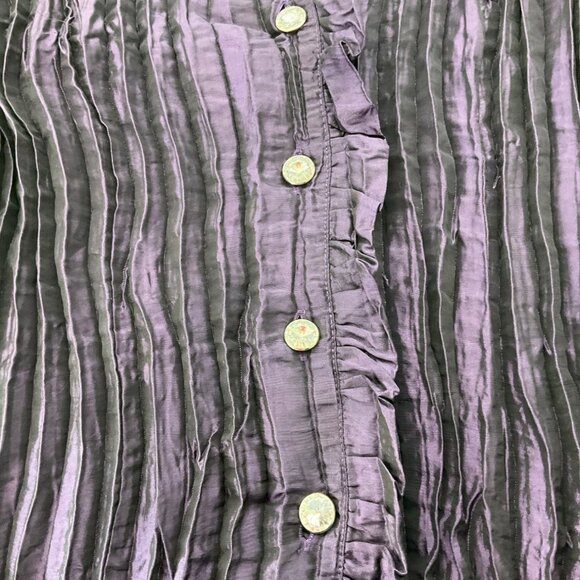 Vintage Y2K Agora Sz.Medium Blouse Purple Crinkle Frill Fairy Whimsygoth - Picture 4 of 10
